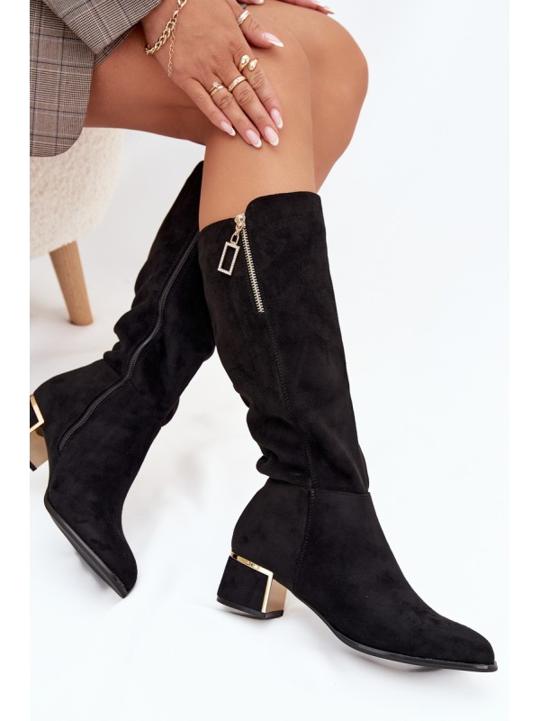 Women's Heeled Boots Made of Eco Suede Black Lyvienne