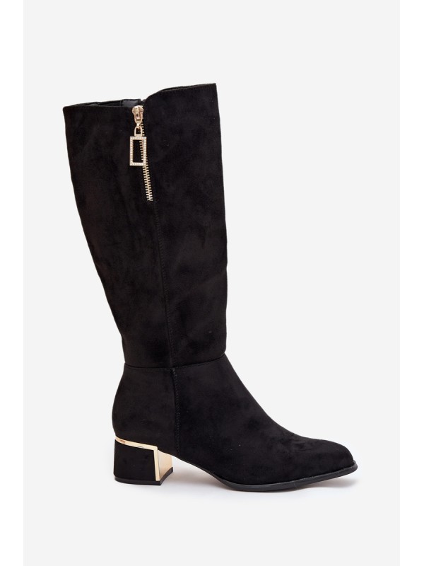 Women's Heeled Boots Made of Eco Suede Black Lyvienne
