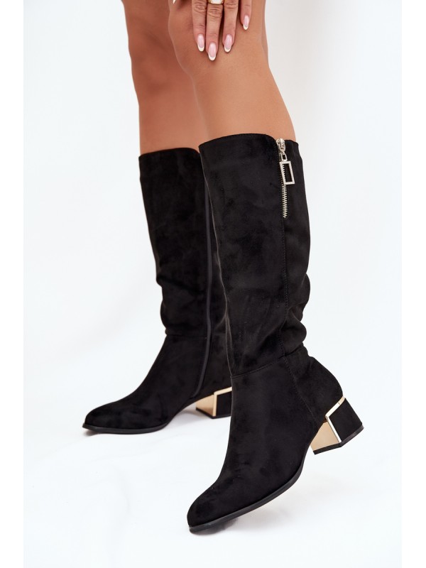 Women's Heeled Boots Made of Eco Suede Black Lyvienne