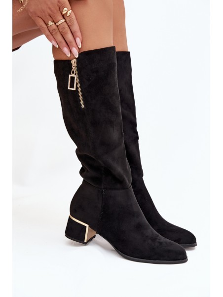 Women's Heeled Boots Made of Eco Suede Black Lyvienne