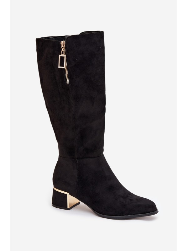 Women's Heeled Boots Made of Eco Suede Black Lyvienne