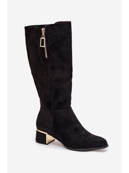 Women's Heeled Boots Made of Eco Suede Black Lyvienne