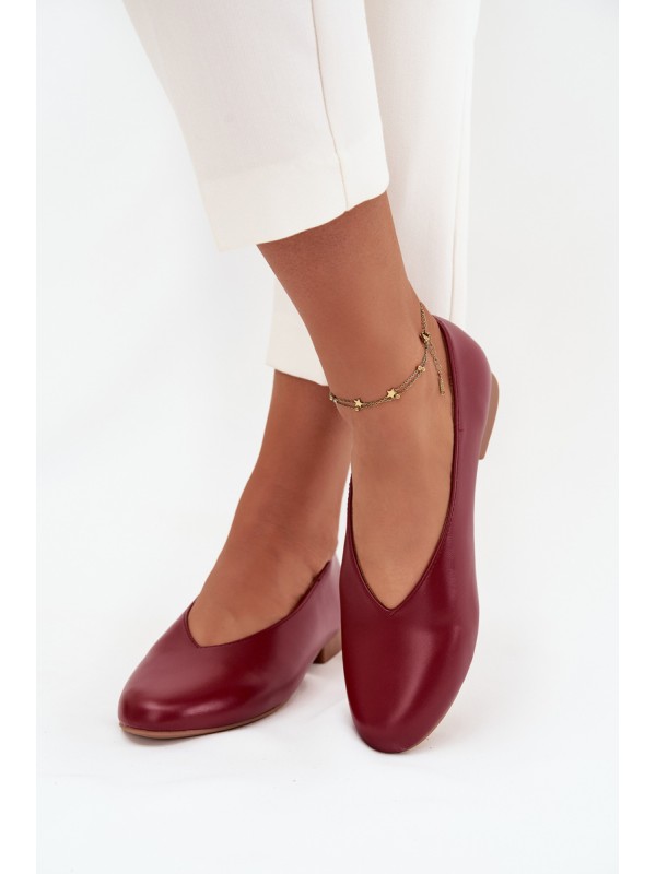 Women's Ballerinas Made of Eco Leather with Flat Heel Burgundy Olyssia