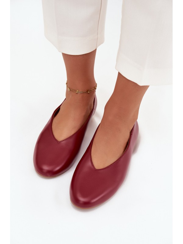Women's Ballerinas Made of Eco Leather with Flat Heel Burgundy Olyssia