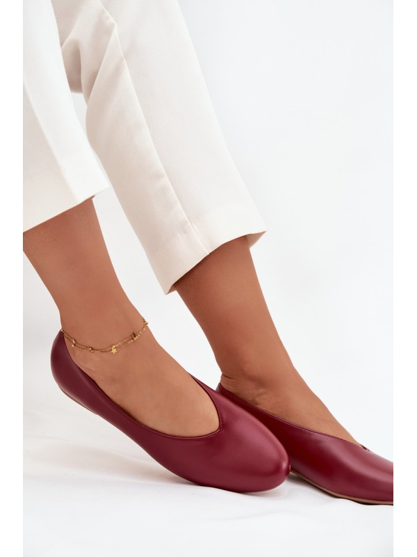 Women's Ballerinas Made of Eco Leather with Flat Heel Burgundy Olyssia