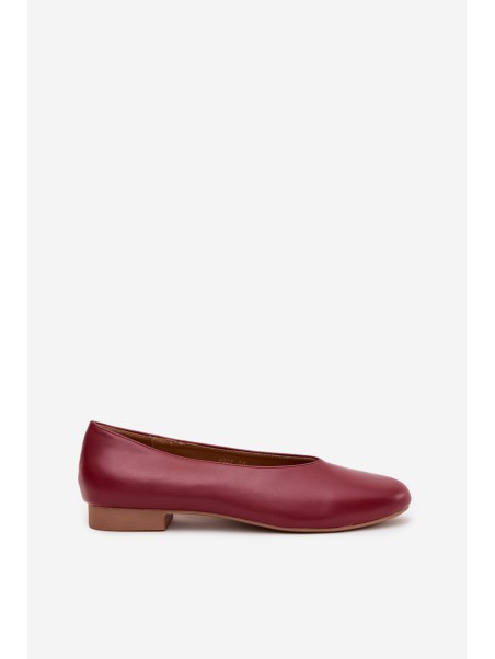 Women's Ballerinas Made of Eco Leather with Flat Heel Burgundy Olyssia