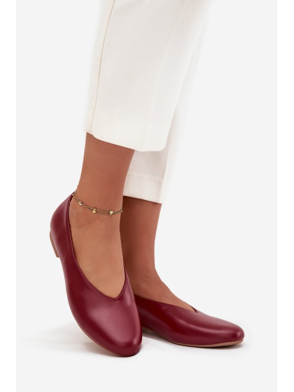 Women's Ballerinas Made of Eco Leather with Flat Heel Burgundy Olyssia
