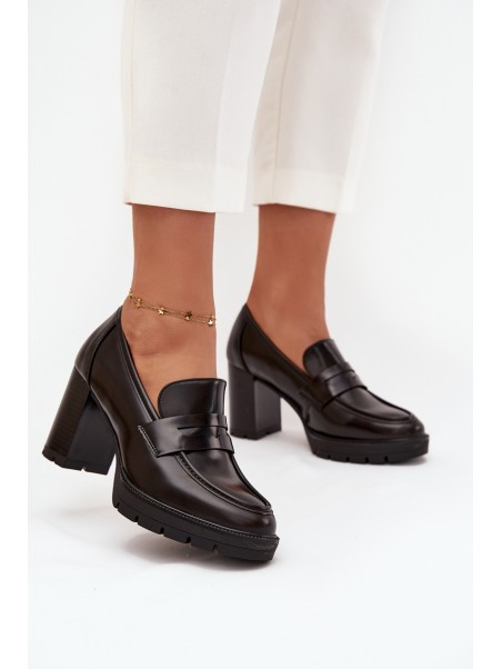Women's Low Shoes with Heel Made of Eco Leather Chocolate Ilyssia
