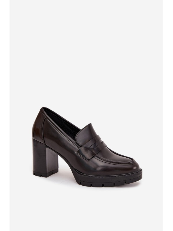 Women's Low Shoes with Heel Made of Eco Leather Chocolate Ilyssia