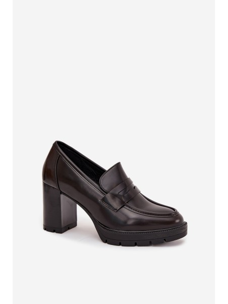 Women's Low Shoes with Heel Made of Eco Leather Chocolate Ilyssia