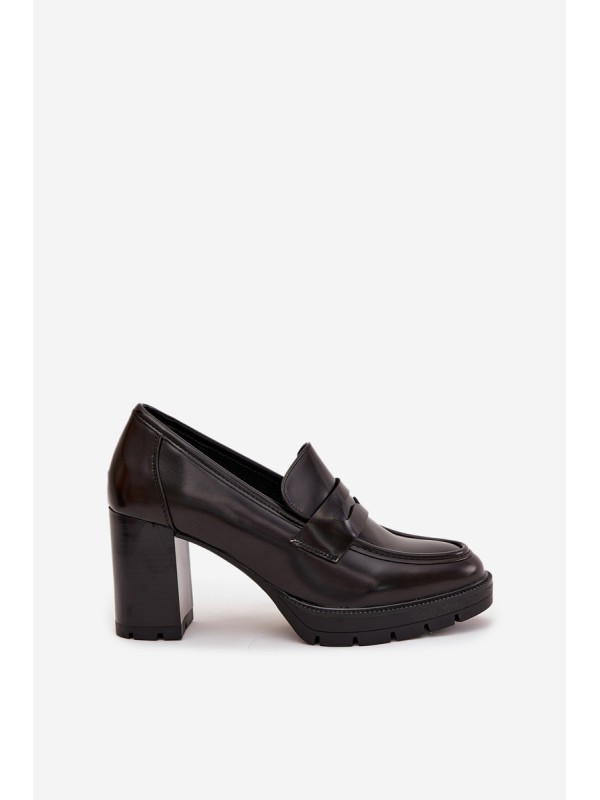 Women's Low Shoes with Heel Made of Eco Leather Chocolate Ilyssia