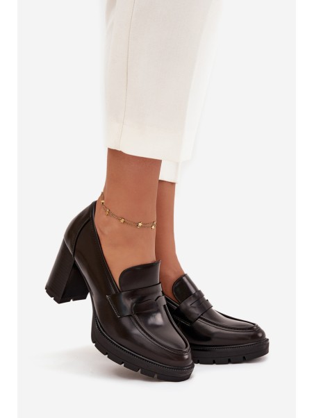 Women's Low Shoes with Heel Made of Eco Leather Chocolate Ilyssia