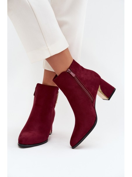 Women's heeled ankle boots with gold details Bordeaux Kalivra