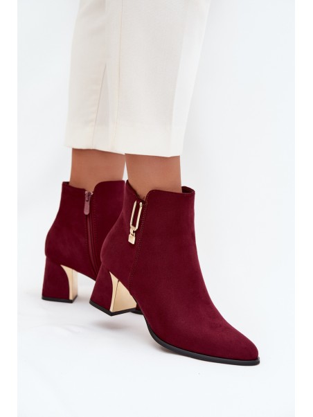 Women's heeled ankle boots with gold details Bordeaux Kalivra