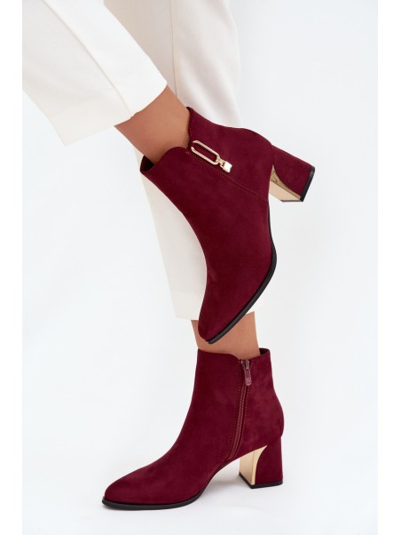 Women's heeled ankle boots with gold details Bordeaux Kalivra