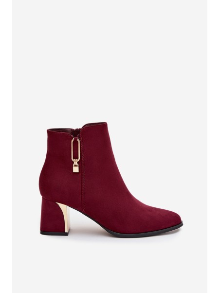 Women's heeled ankle boots with gold details Bordeaux Kalivra