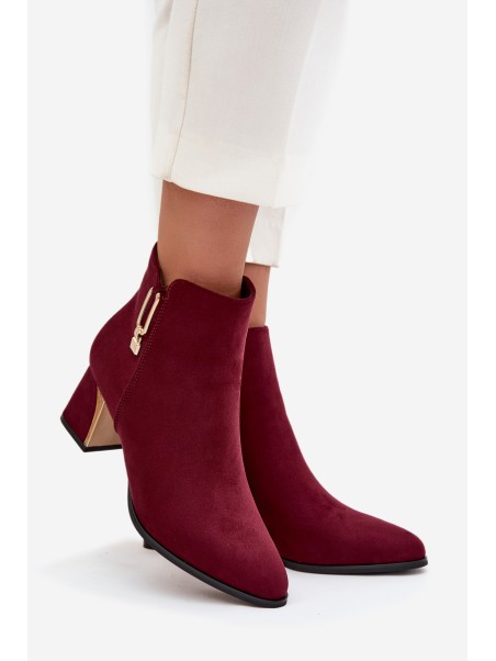 Women's heeled ankle boots with gold details Bordeaux Kalivra