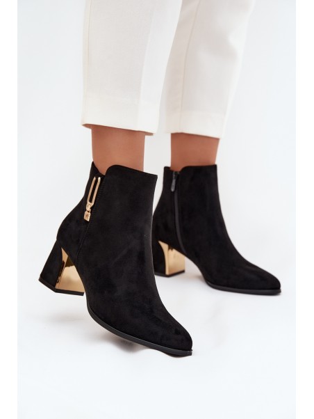 Women's heeled ankle boots with gold details black Kalivra