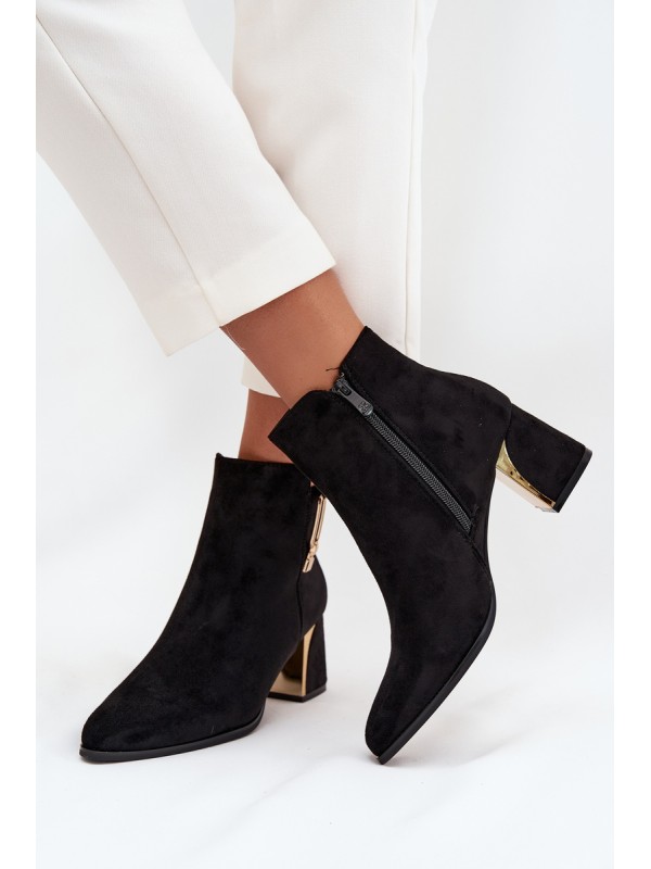 Women's heeled ankle boots with gold details black Kalivra