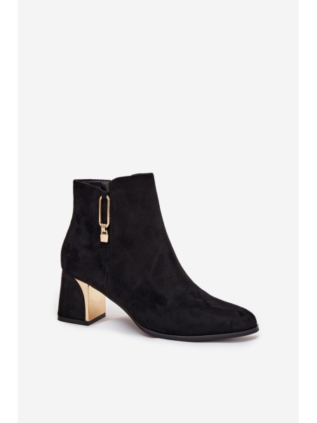 Women's heeled ankle boots with gold details black Kalivra