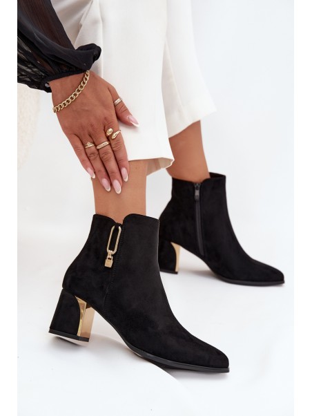 Women's heeled ankle boots with gold details black Kalivra