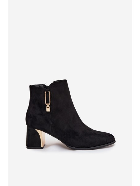 Women's heeled ankle boots with gold details black Kalivra