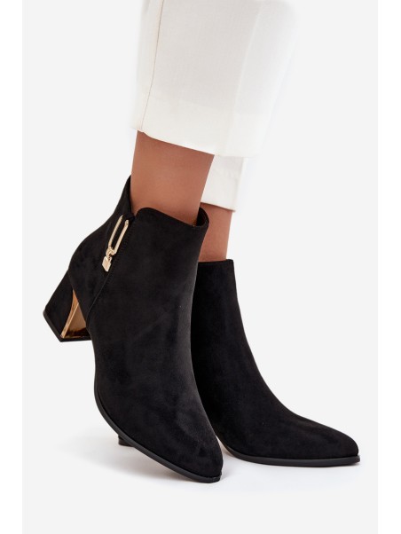 Women's heeled ankle boots with gold details black Kalivra