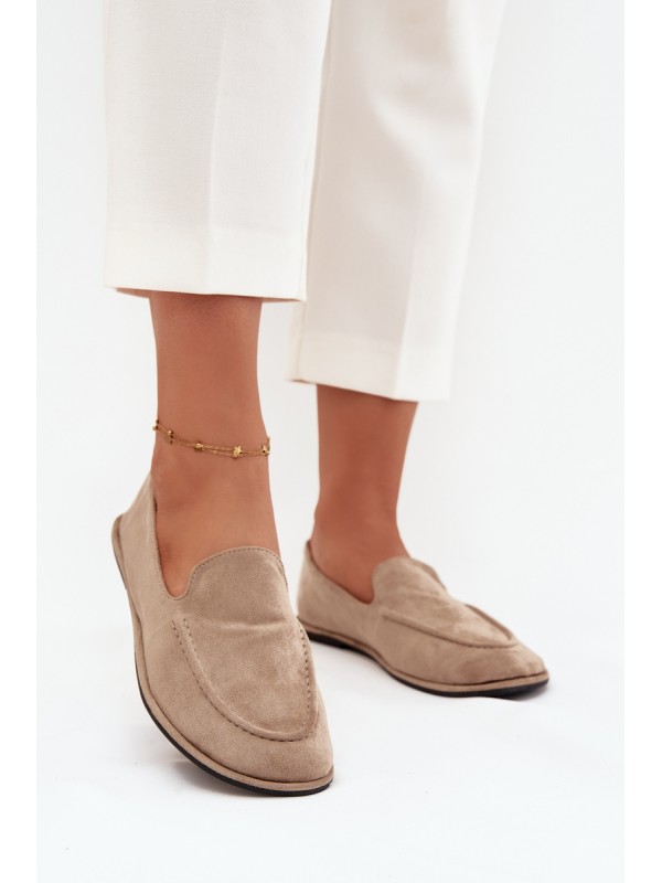 Women's Loafers Made of Eco Suede Flat Beige Miryelle