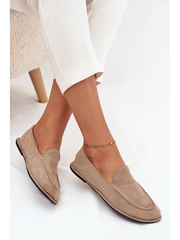 Women's Loafers Made of Eco Suede Flat Beige Miryelle