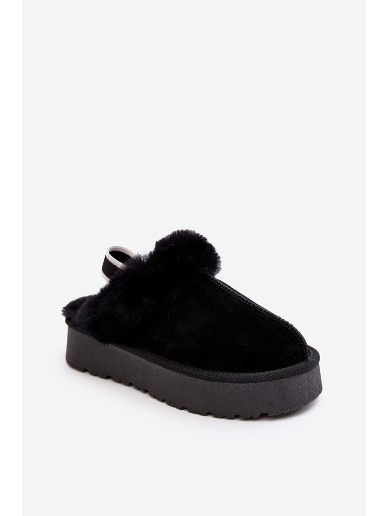 Women's Slippers On Platform With Faux Fur Black Sophienne