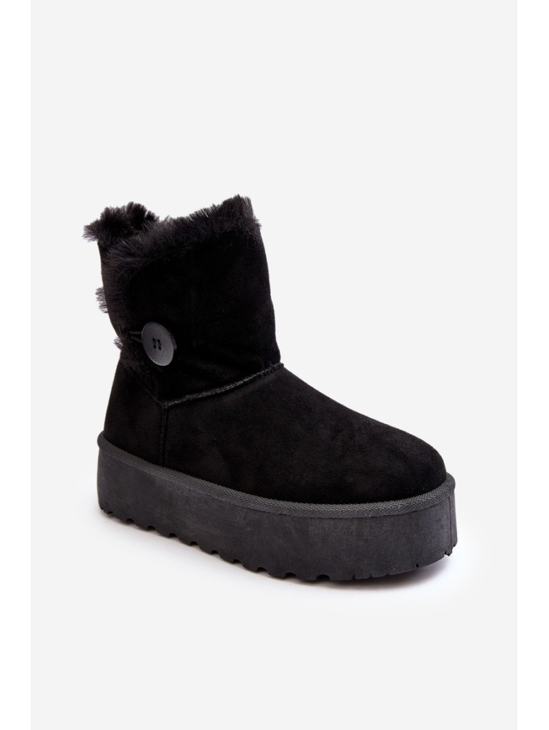 Women's Platform Snow Boots with Fur Black Wikasem