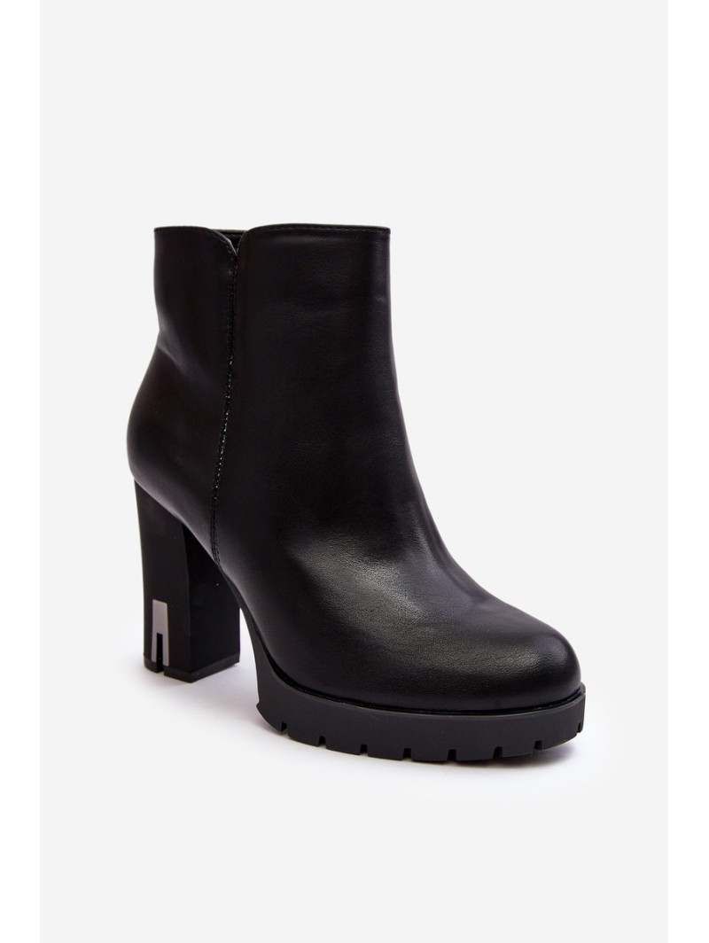 Women's Heeled Boots With Zipper Black Rasoda