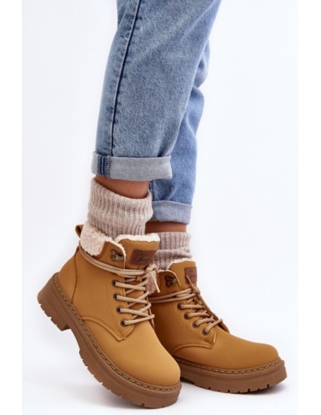 Women's Leather Trappers With Fur Camel Lynnvia
