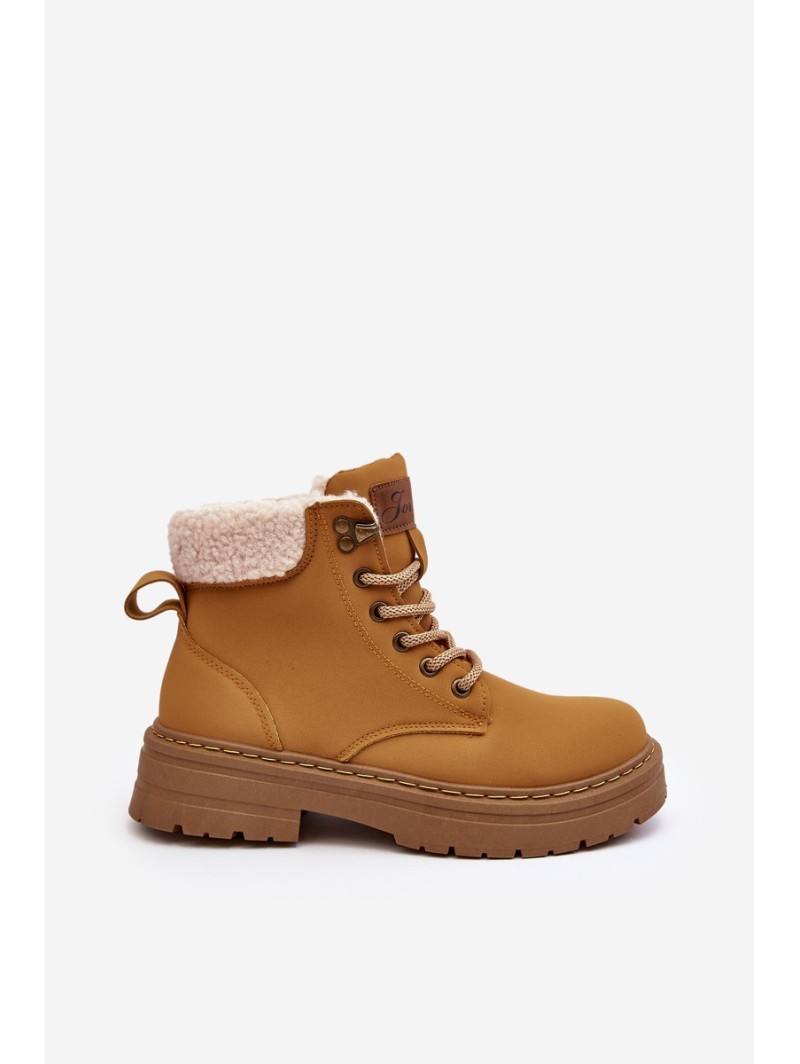 Women's Leather Trappers With Fur Camel Lynnvia