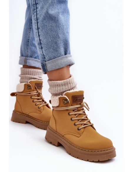 Women's Leather Trappers With Fur Camel Lynnvia