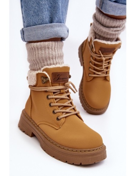 Women's Leather Trappers With Fur Camel Lynnvia
