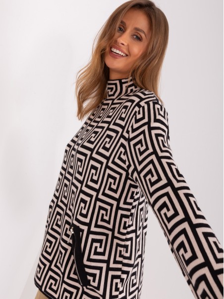 Sweter-AT-SW-2341.00P-czarno-beżowy