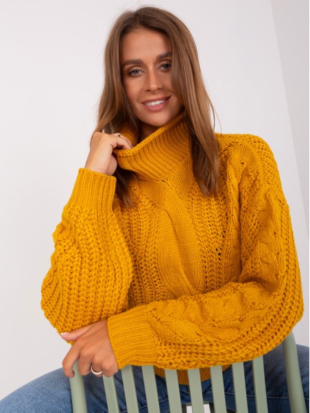Sweter-AT-SW-2350.91P-ciemny żółty