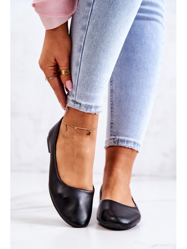 Black Classic Leather Ballerina Stacee 2