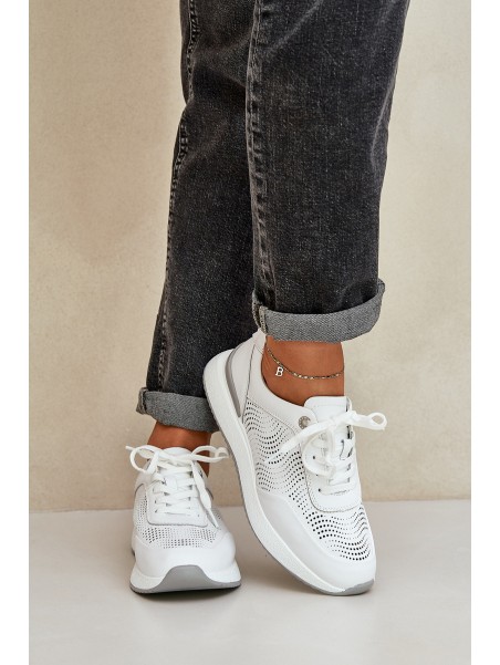 Leather Sports Shoes Women's Sneakers S.Barski LR51-551 White