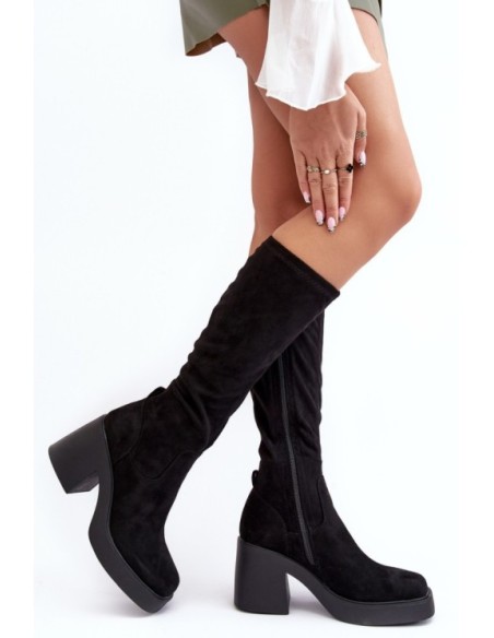 Women's Over-the-Knee Boots on a Chunky Heel D&A SN622-10A Black