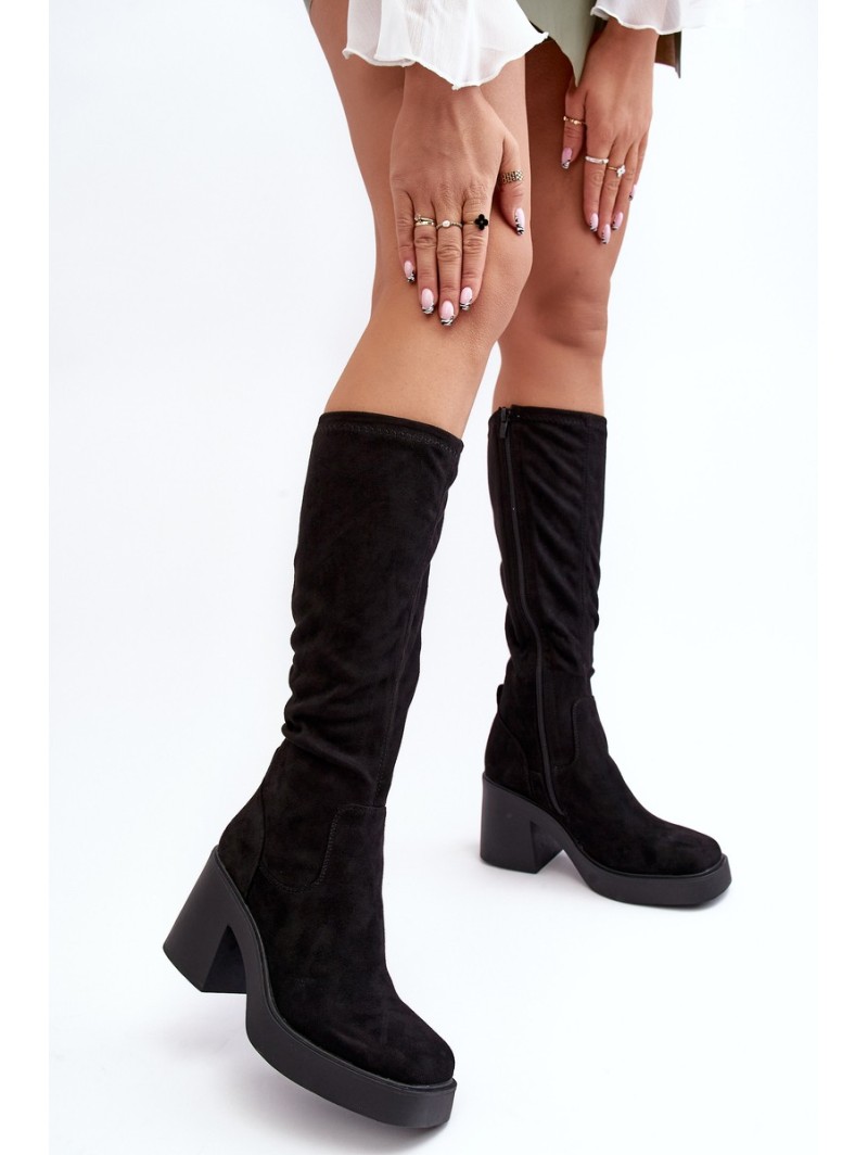 Women's Over-the-Knee Boots on a Chunky Heel D&A SN622-10A Black