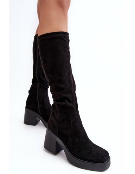 Women's Over-the-Knee Boots on a Chunky Heel D&A SN622-10A Black