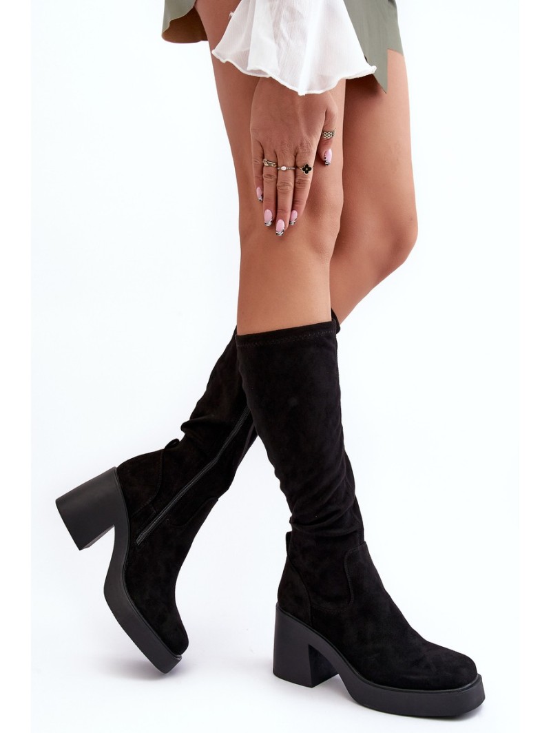 Women's Over-the-Knee Boots on a Chunky Heel D&A SN622-10A Black