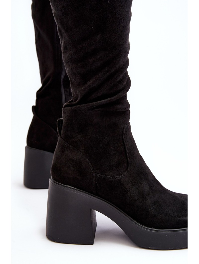 Women's Over-the-Knee Boots on a Chunky Heel D&A SN622-10A Black