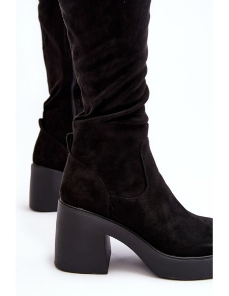 Women's Over-the-Knee Boots on a Chunky Heel D&A SN622-10A Black