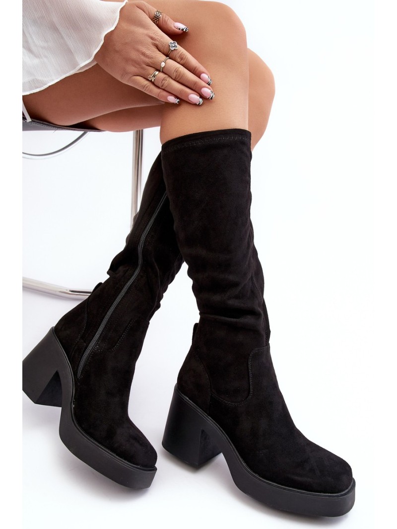 Women's Over-the-Knee Boots on a Chunky Heel D&A SN622-10A Black