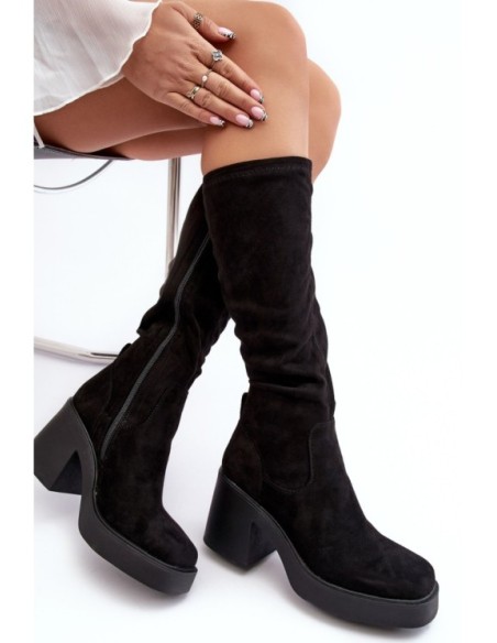 Women's Over-the-Knee Boots on a Chunky Heel D&A SN622-10A Black
