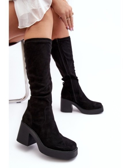 Women's Over-the-Knee Boots on a Chunky Heel D&A SN622-10A Black