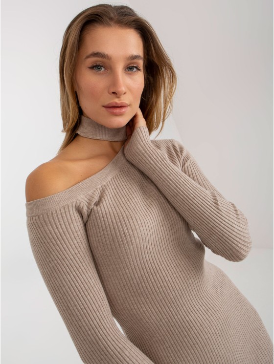 Suknelė-NM-SK-NG-2315.19P-tamsiai smėlio spalvos 2